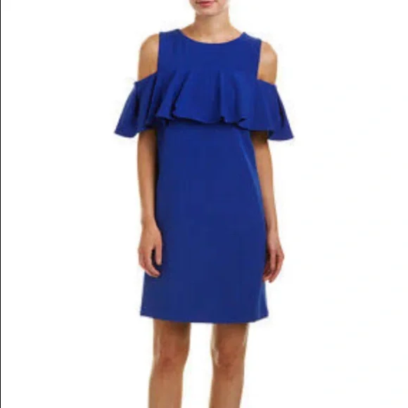 Tahari | Dresses | Tahari Asl Plus Size Cold Shoulder Royal Blue Shift Dress  Sz 6 Worn Once | Poshmark